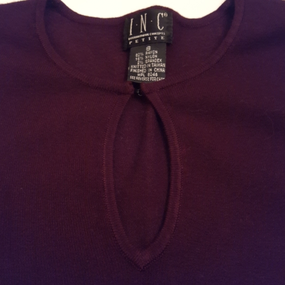 INC Vintage Deep Burgundy Key Hole Neck Sweater - Picture 7 of 11